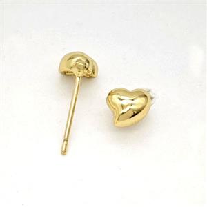 Copper Heart Stud Earrings Gold Plated, approx 7mm [FD26791]