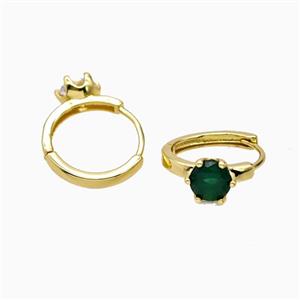 Copper Hoop Earrings Pave Zirconia Gold Plated, approx 8mm, 18mm dia [FD26795]