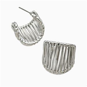 Copper Stud Earrings Platinum Plated, approx 25mm, 22mm dia [FD26796]