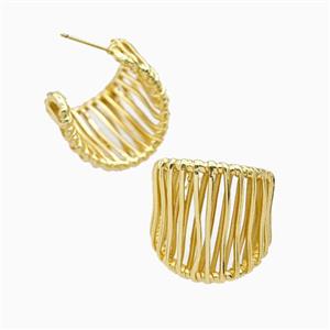 Copper Stud Earrings Gold Plated, approx 25mm, 22mm dia [FD26797]