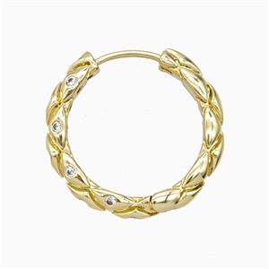 Copper Hoop Earrings Pave Zirconia Gold Plated, approx 23mm dia [FD26800]