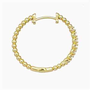 Copper Hoop Earrings Pave Zirconia Gold Plated, approx 30mm dia [FD26801]