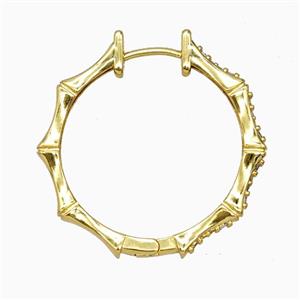 Copper Hoop Earrings Pave Zirconia Gold Plated, approx 30mm dia [FD26802]