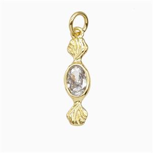 Copper Sweet Candy Pendant Pave Zirconia Gold Plated, approx 5-18mm [FD26806]