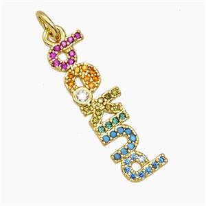 Copper Bekind Pendant Pave Multicolor Zirconia Gold Plated, approx 6-22mm [FD26807]