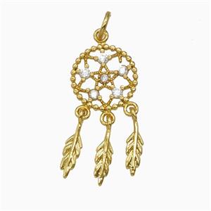 Copper Pendant Pave Zirconia Tassel Gold Plated, approx 9-20mm [FD26808]
