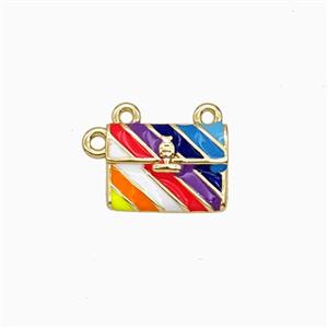 Copper Handbag Pendant Multicolor Enamel Gold Plated, approx 8-10mm [FD26809]