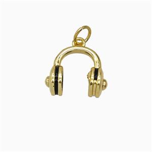 Copper Headphones Pendant Enamel Gold Plated, approx 14mm [FD26810]