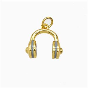 Copper Headphones Pendant Enamel Gold Plated, approx 14mm [FD26811]