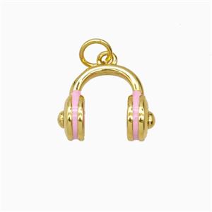 Copper Headphones Pendant Enamel Gold Plated, approx 14mm [FD26812]
