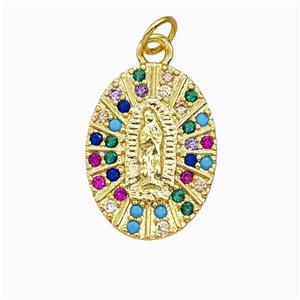 Copper Jesus Pendant Pave Zirconia Gold Plated, approx 14-20mm [FD26816]