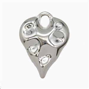 Copper Heart Pendant Hammered Platinum Plated, approx 25-30mm [FD26819]