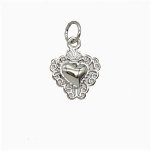 Copper Sacred Heart Pendant Platinum Plated, approx 11mm [FD26859]