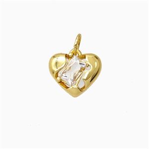 Copper Heart Pendant Pave Zirconia Gold Plated, approx 11.5mm [FD26862]