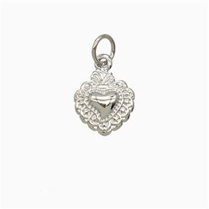 Copper Sacred Heart Pendant Platinum Plated, approx 9-11mm [FD26863]