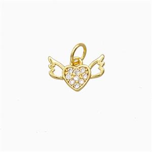 Copper Heart Angelwings Pendant Pave Zirconia Gold Plated, approx 8-12mm [FD26866]
