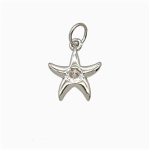 Copper Starfish Pendant Pave Zirconia Platinum Plated, approx 11mm [FD26872]