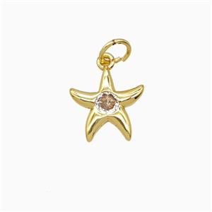 Copper Starfish Pendant Pave Zirconia Gold Plated, approx 11mm [FD26873]