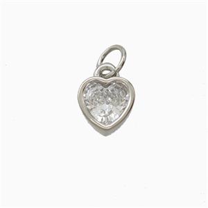 Copper Heart Pendant Pave Zirconia Platinum Plated, approx 7mm [FD26874]