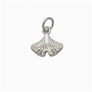 Copper Ginkgo Leaf Pendant Platinum Plated, approx 8-10mm [FD26878]
