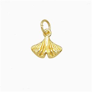 Copper Ginkgo Leaf Pendant Gold Plated, approx 8-10mm [FD26879]
