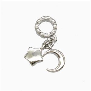 Copper Moon And Star Pendant Platinum Plated, approx 6mm, 6-7mm, 7mm dia [FD26880]