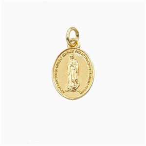 Copper Virgin Mary Pendant Oval Gold Plated, approx 8-10mm [FD26883]