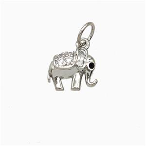 Copper Elephant Pendant Pave Zirconia Platinum Plated, approx 8-9.5mm [FD26886]
