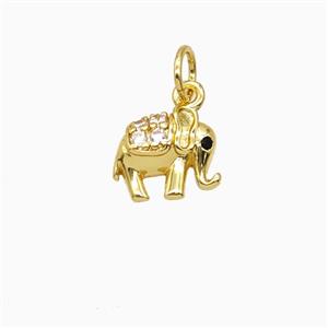 Copper Elephant Pendant Pave Zirconia Gold Plated, approx 8-9.5mm [FD26887]