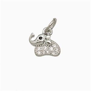 Copper Elephant Pendant Pave Zirconia Platinum Plated, approx 7-9mm [FD26888]