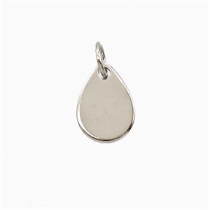 Copper Teardrop Pendant Flat Platinum Plated, approx 8-11mm [FD26893]