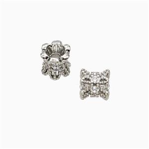 Copper Beadcaps Pave Zirconia Double Platinum Plated, approx 7mm [FD26911]