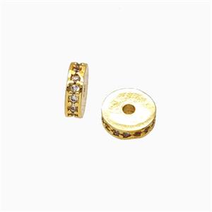 Copper Heishi Spacer Beads Pave Zirconia Gold Plated, approx 8mm [FD26922]