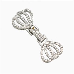 Copper Crown Clasp Pave Zirconia Platinum Plated, approx 13-35mm [FD26927]