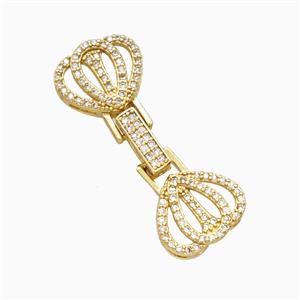 Copper Crown Clasp Pave Zirconia Gold Plated, approx 13-35mm [FD26928]