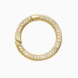 Copper Carabiner Clasp Pave zirconia Gold Plated, approx 20mm [FD26931]
