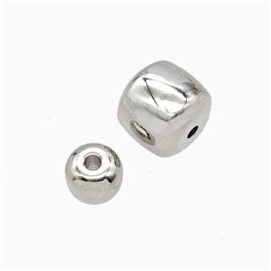 Copper Barrel Beads Platinum Plated, approx 12mm [FD26975-12MM]