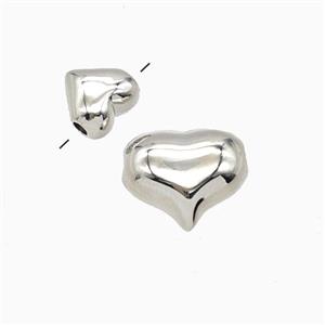 Copper Heart Beads Platinum Plated, approx 10-11.5mm [FD26997-L]