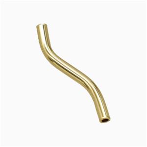 Copper Tube Beads Curving Gold Plated, approx 2x20mm [FD27005]