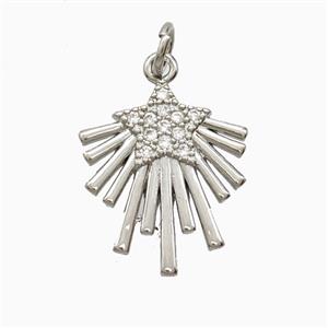 Copper Star Pendant Pave Zirconia Platinum Plated, approx 15-18mm [FD27045]