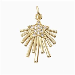 Copper Star Pendant Pave Zirconia Gold Plated, approx 15-18mm [FD27046]