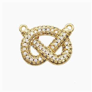 Copper Bowknot Pendant Pave Zirconia 2loops Gold Plated, approx 12-16mm [FD27048]
