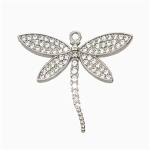 Copper Dragonfly Pendant Pave Zirconia Platinum Plated, approx 21-25mm [FD27049]