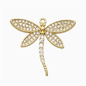 Copper Dragonfly Pendant Pave Zirconia Gold Plated, approx 21-25mm [FD27050]