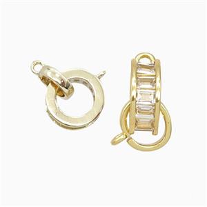 Copper Pendant Pave Zircon, Gold Plated, approx 9mm, 11mm dia [FD27064]