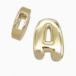 Copper Letter-A Beads Flat Hole Gold Plated, approx 14-17mm, 4-8mm hole [FD27068]