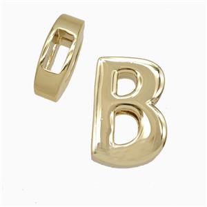 Copper Letter-B Beads Flat Hole Gold Plated, approx 14-17mm, 4-8mm hole [FD27069]