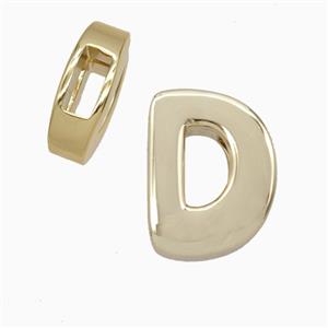 Copper Letter-D Beads Flat Hole Gold Plated, approx 14-17mm, 4-8mm hole [FD27071]