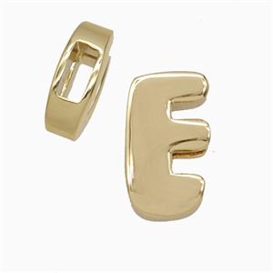 Copper Letter-E Beads Flat Hole Gold Plated, approx 14-17mm, 4-8mm hole [FD27072]