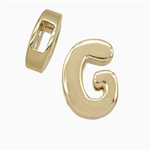 Copper Letter-G Beads Flat Hole Gold Plated, approx 14-17mm, 4-8mm hole [FD27074]